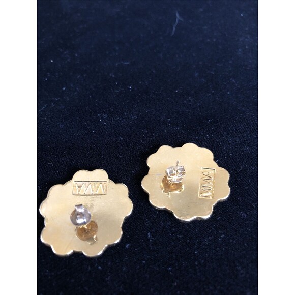 Vintage Signed MMA Earrings Enamel Floral Design - Picture 8 of 8